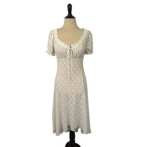 URBAN OUTFITTERS Dress Small White Babydoll Milkmaid Lace Asymmetrical Y2K Fairy